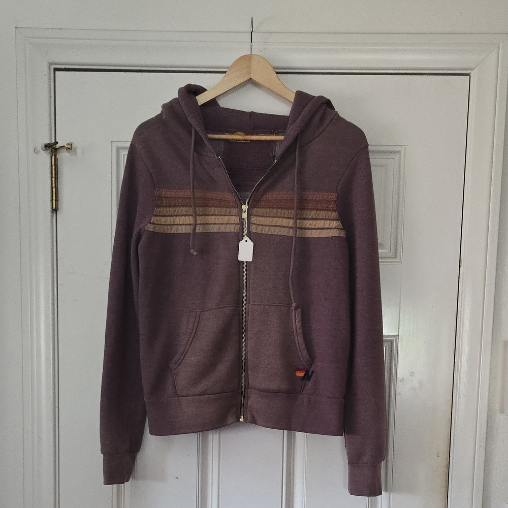 Aviator Nation Purple Long Sleeve Relaxed Hoodie